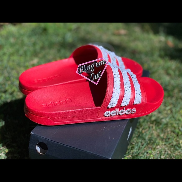 Red Adidas Slides - Picture 7 of 7